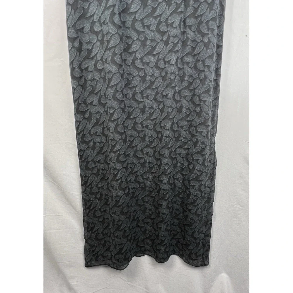 Banana Republic Sz 8 Gray 100% Silk Leaf Maxi Sheath Dress Sleeveless Back Slit - Picture 8 of 12
